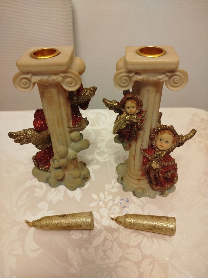 Melek Figürlü Renkli Mumluk Çift - Görsel 3