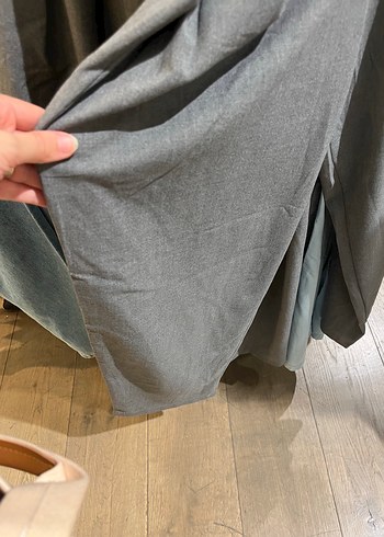 36 Beden gri Renk Gri Pamuklu Piliseli Kadın Pantolon