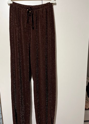 Kahverengi Payetli Rahat Kadın Pantolon - Görsel 2