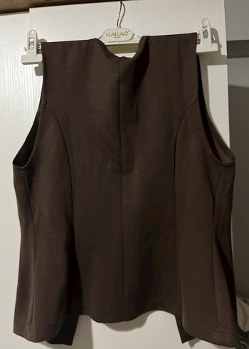 Düğmeli Kahverengi Midi Kadın Yelek - Görsel 6