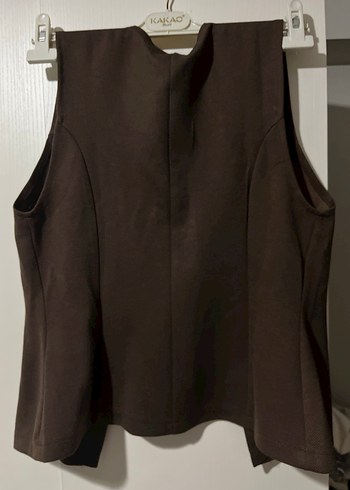 Düğmeli Kahverengi Midi Kadın Yelek - Görsel 7