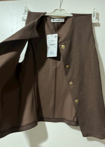 Düğmeli Kahverengi Midi Kadın Yelek - Görsel 2