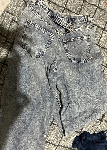 Kadın Gri Denim Bol Kesim Midi Jean - Görsel 7