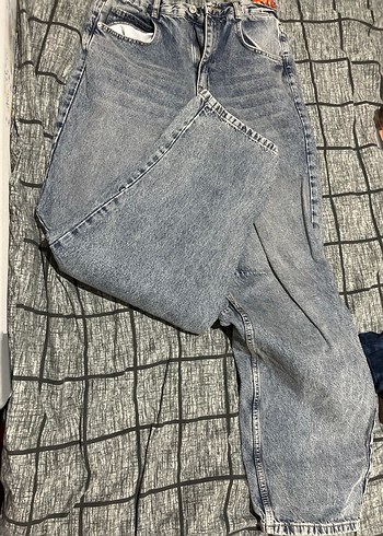 Kadın Gri Denim Bol Kesim Midi Jean - Görsel 6