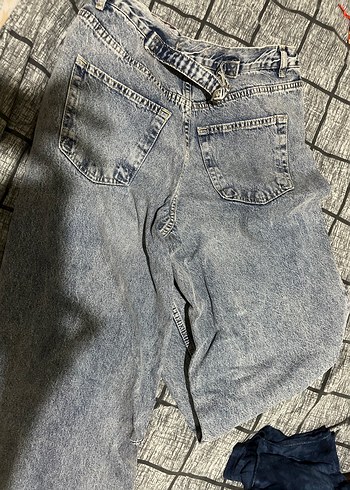 Kadın Gri Denim Bol Kesim Midi Jean - Görsel 8