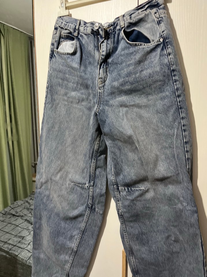 Kadın Gri Denim Bol Kesim Midi Jean - Görsel 3