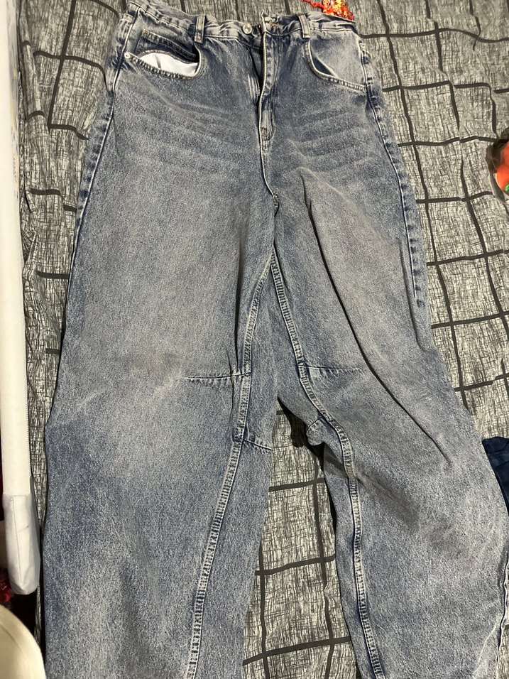 Kadın Gri Denim Bol Kesim Midi Jean - Görsel 4