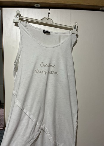 Beyaz Drapeli Baskılı Kadın Atlet - Görsel 3