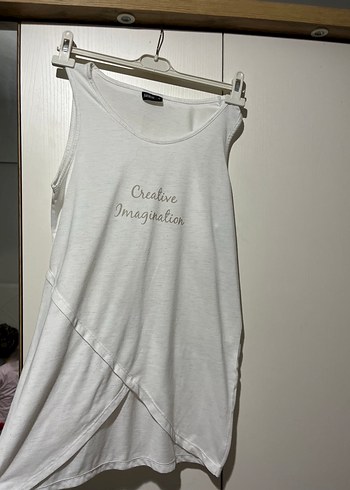 Beyaz Drapeli Baskılı Kadın Atlet - Görsel 4