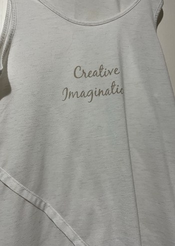 Beyaz Drapeli Baskılı Kadın Atlet - Görsel 6