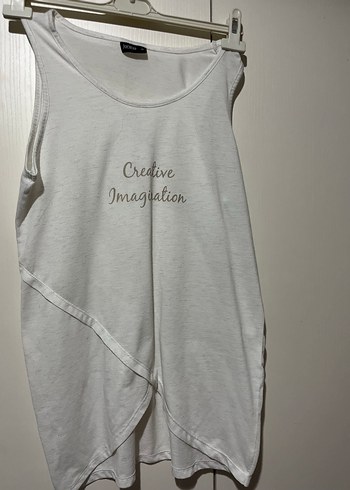 Beyaz Drapeli Baskılı Kadın Atlet - Görsel 2