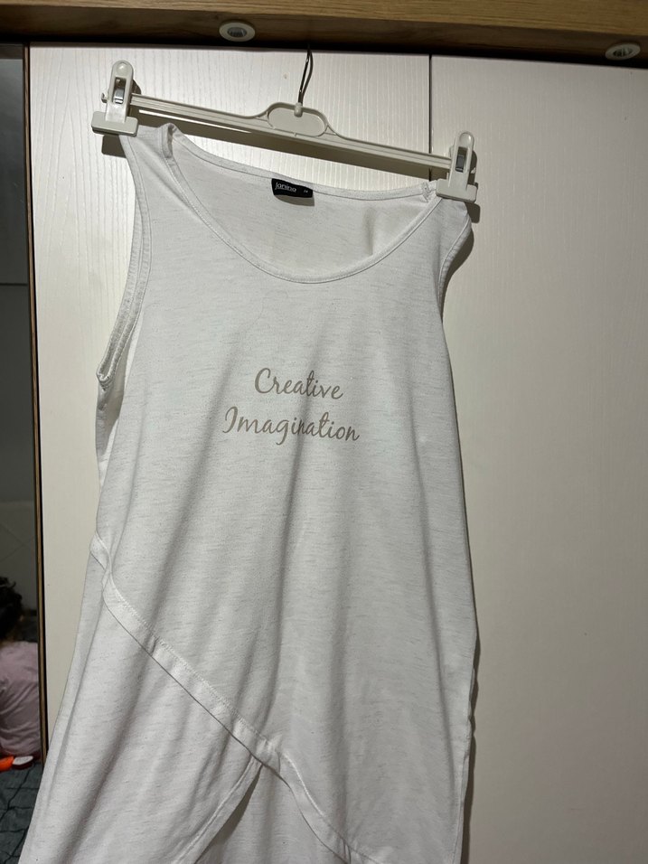 Beyaz Drapeli Baskılı Kadın Atlet - Görsel 3