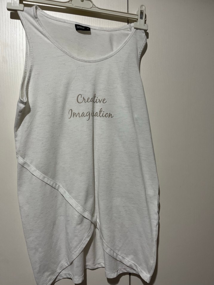 Beyaz Drapeli Baskılı Kadın Atlet - Görsel 2