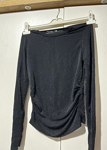 Siyah Drapeli Uzun Kollu Bluz - Görsel 5