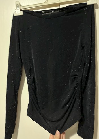 Siyah Drapeli Uzun Kollu Bluz - Görsel 3