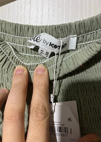 Yeşil Kadın Mini Etek Fırfırlı Keten - Görsel 2