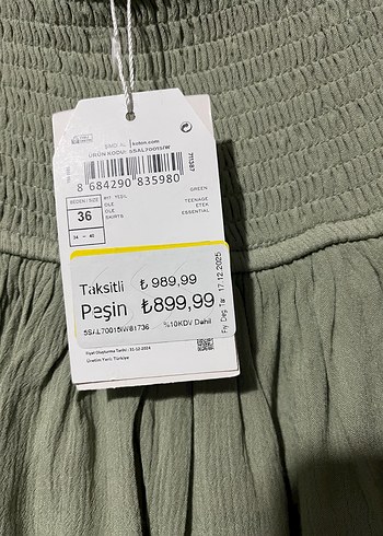 Yeşil Kadın Mini Etek Fırfırlı Keten - Görsel 3