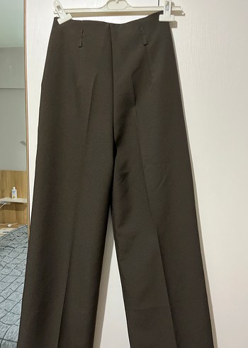 Kahverengi Kemerli Kadın Kumaş Pantolon - Görsel 5