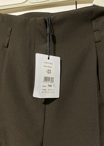 Kahverengi Kemerli Kadın Kumaş Pantolon - Görsel 2