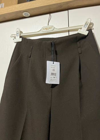 Kahverengi Kemerli Kadın Kumaş Pantolon - Görsel 3