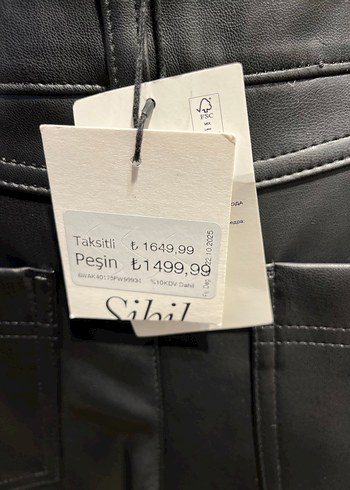 Gri Deri Pilili Midi Kadın Pantolon - Görsel 5