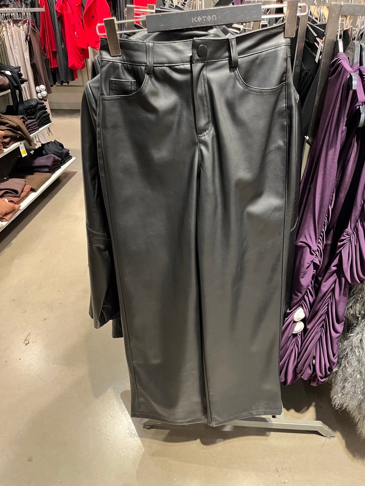 Gri Deri Pilili Midi Kadın Pantolon - Görsel 4