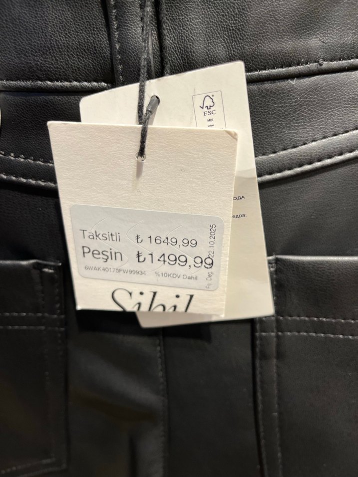 Gri Deri Pilili Midi Kadın Pantolon - Görsel 5