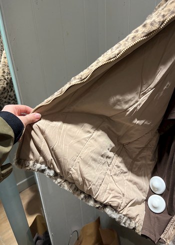 Leopar Desenli Suni Kürk Midi Ceket - Görsel 6