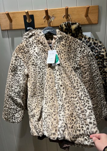 Leopar Desenli Suni Kürk Midi Ceket - Görsel 2