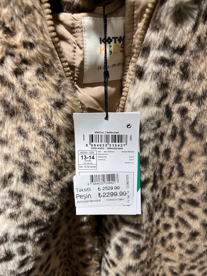 Leopar Desenli Suni Kürk Midi Ceket - Görsel 3