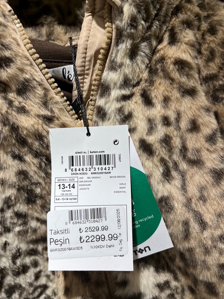 Leopar Desenli Suni Kürk Midi Ceket - Görsel 5