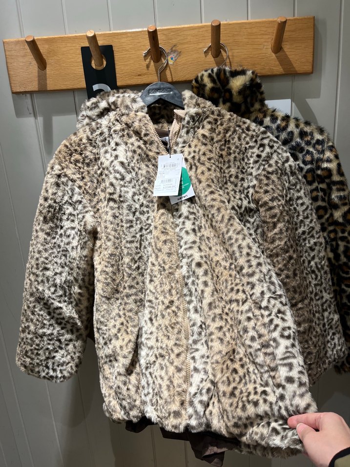 Leopar Desenli Suni Kürk Midi Ceket - Görsel 2