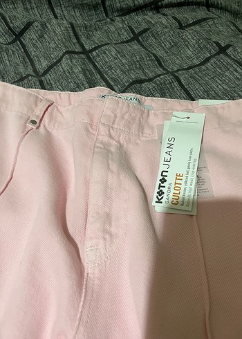 Kadın Pembe Pamuk Midi Geniş Paça Pantolon - Görsel 4