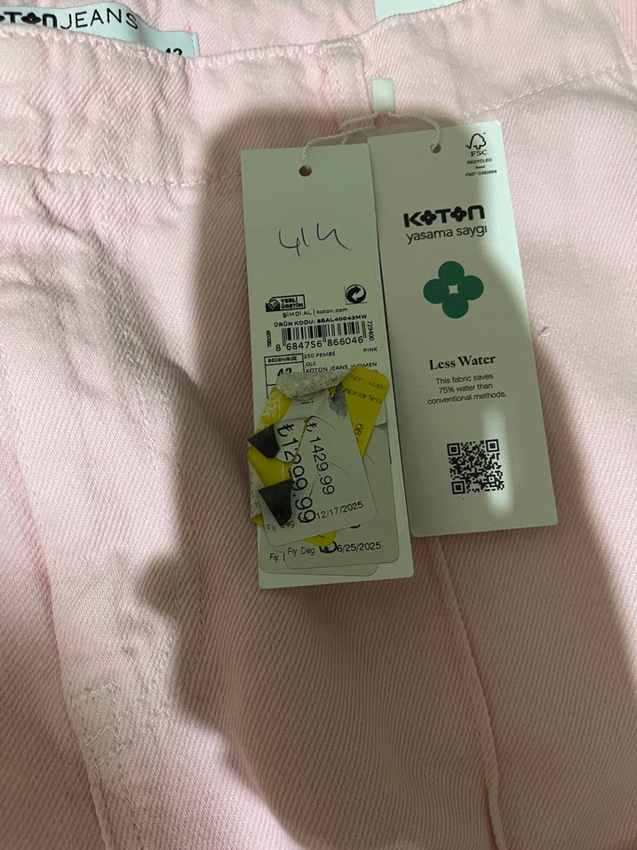 Kadın Pembe Pamuk Midi Geniş Paça Pantolon - Görsel 5