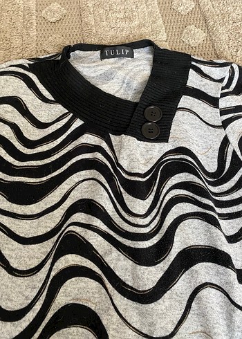 Diğer Gri Zebra Desenli Kadın Triko Kazak