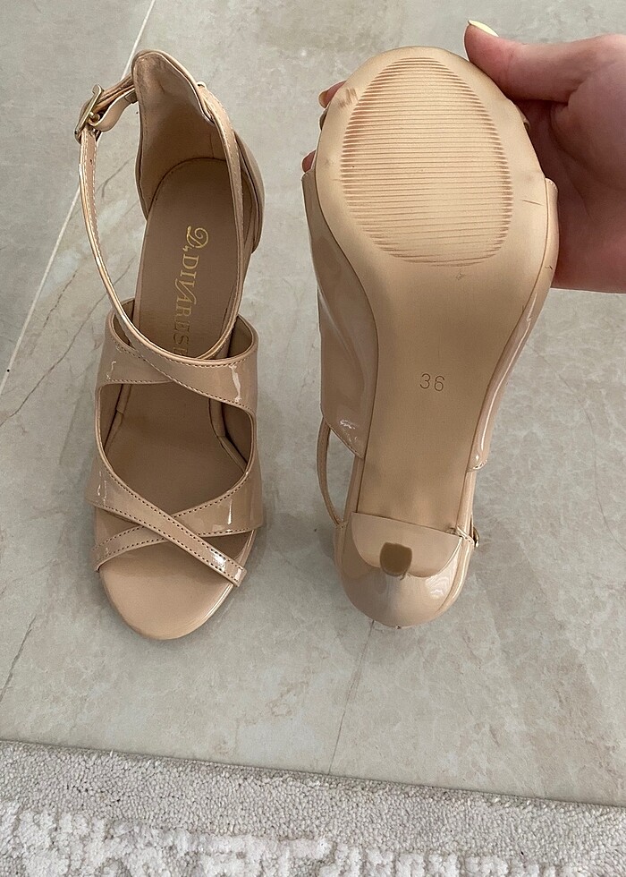 Divarese Krem Topuklu Ayakkabı - Görsel 3