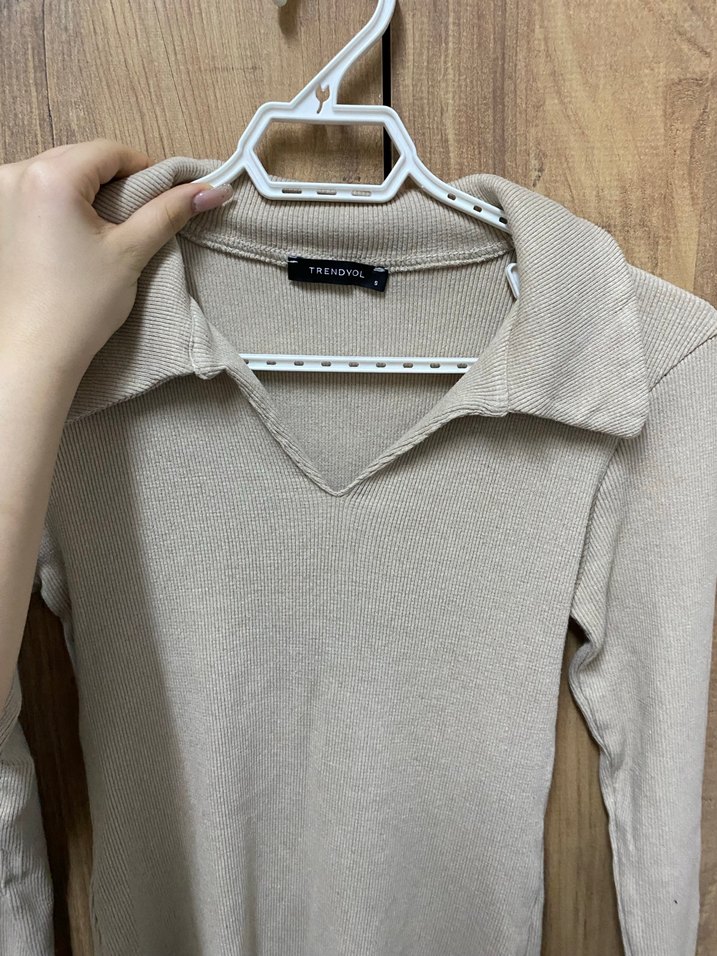 Bej Triko elbise - Görsel 2