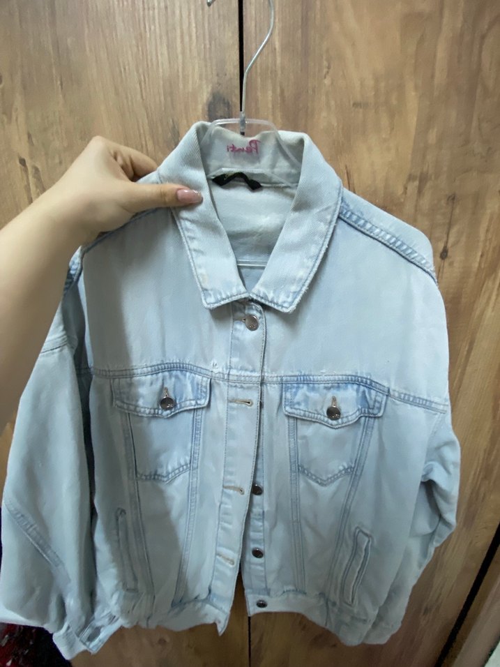 Kadın Bej Düğmeli Denim Ceket - Görsel 2