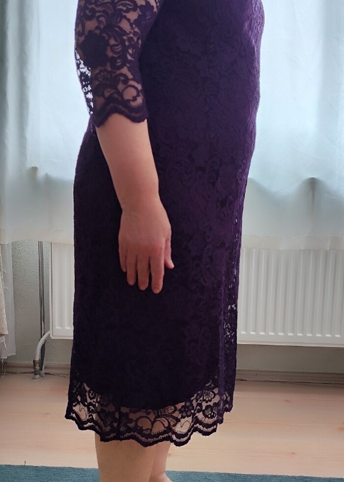 Danteli mor abiye elbise  - Görsel 2