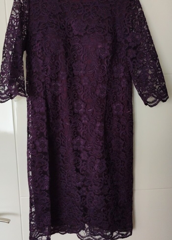 Danteli mor abiye elbise  - Görsel 4