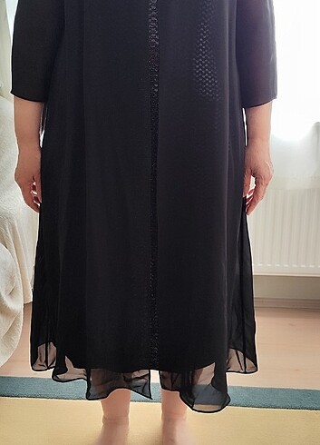 Siyah tül detaylı abiye elbise  - Görsel 2