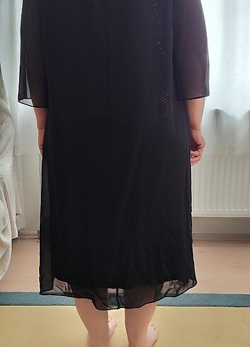 Siyah tül detaylı abiye elbise  - Görsel 3