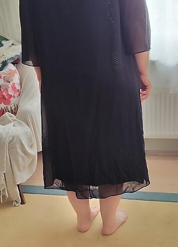 Siyah tül detaylı abiye elbise  - Görsel 4