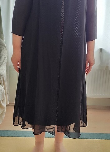 Siyah tül detaylı abiye elbise  - Görsel 7