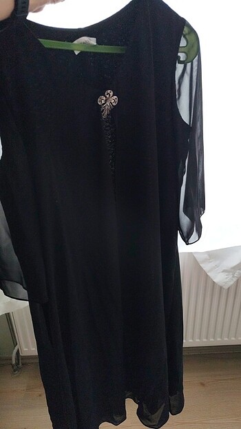 Siyah tül detaylı abiye elbise  - Görsel 8