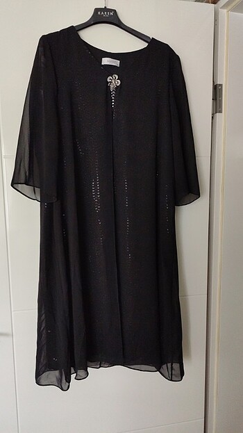 Siyah tül detaylı abiye elbise  - Görsel 9