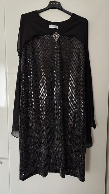 Siyah tül detaylı abiye elbise  - Görsel 10