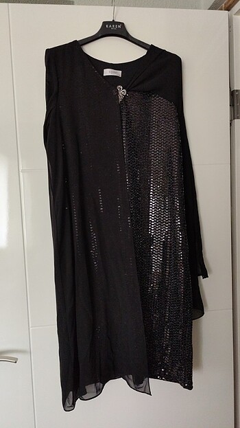 Siyah tül detaylı abiye elbise  - Görsel 11