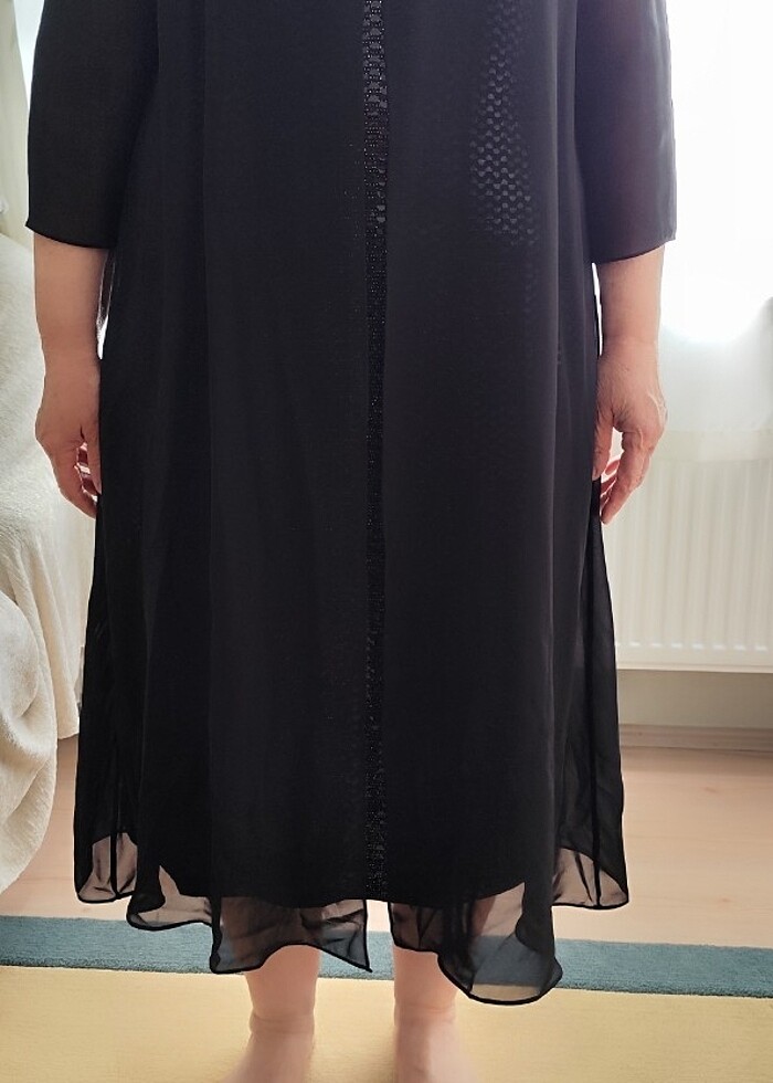 Siyah tül detaylı abiye elbise  - Görsel 2