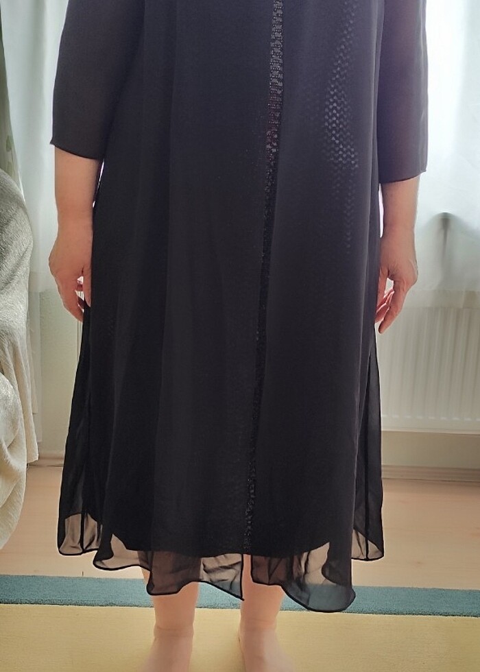 Siyah tül detaylı abiye elbise  - Görsel 5